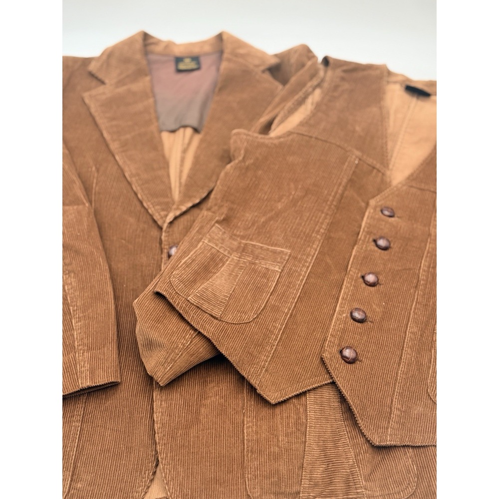Vintage 1970s Sears Corduroy Blazer & Vest Set 38R Sport Coat Academia Retro - Picture 3 of 16